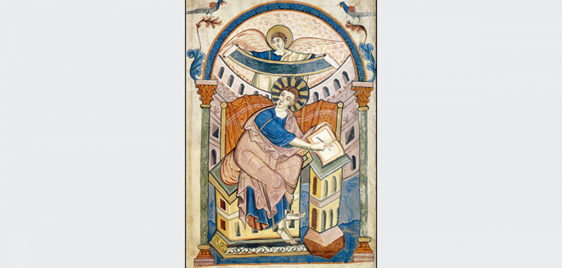 Abbildung: Ada-Evangeliar (StB Trier, Hs 22), Der Evangelist Mattaeus